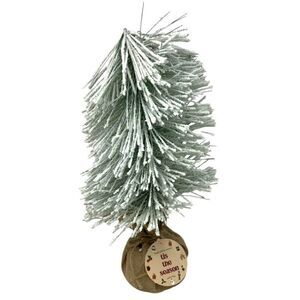 Tis The Season Flocked Burlap Wrapped Faux Tree